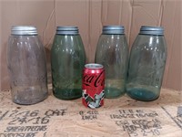 Mason jars. BALL and 1 ATLAS. Coke can for