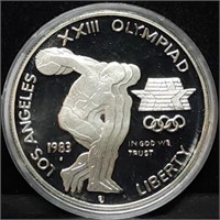 1983-S US Olympic Proof Silver Dollar in Capsule