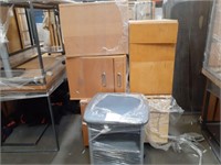 5  Wooden Rolling Filing  Cabinets & 1 Metal Table