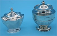 2 PCS. ENGLISH STERLING, TEA CADDY, 4" H,