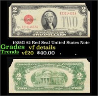 1928G $2 Red Seal United States Note Grades vf det