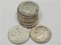 10- 1964 FDR Silver Dime Coins