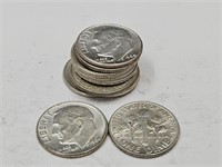 10- 1964 D FDR Silver Dime Coins