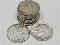 10-  1964 D FDR Silver Dime Coins
