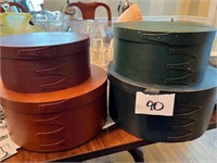 2 SETS OF WOODEN ROUND BOXES