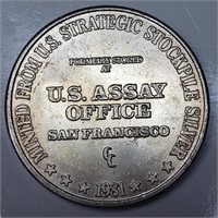 1981 1 oz Silver Trade Unit - US Assay Office