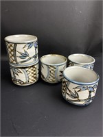 Set of Five Japanese Stoneware Tea Cups 2.5"H
