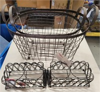 (2) Decorative Wire Baskets w/ Handles & More