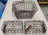 (2) Decorative Wire Baskets w/ Handles & More