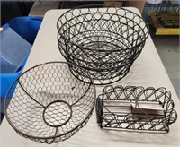 Round Wire Baskets, Chicken Wire Fruit Bowl & More