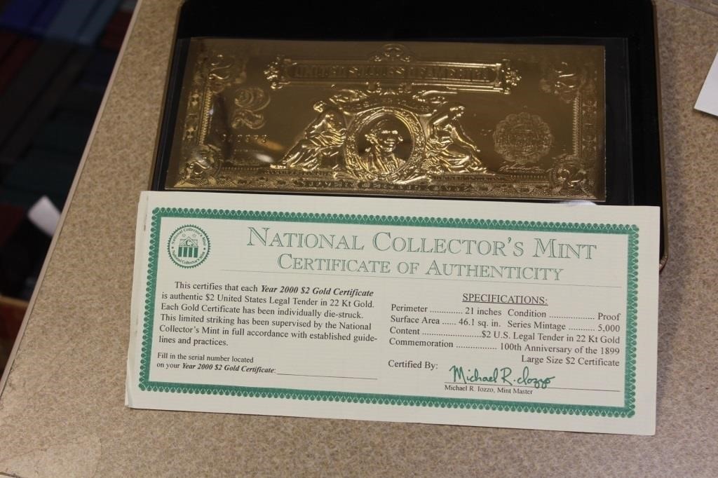 Year 2000 $2.00 Gold Certificate