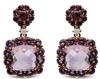 18k Rgold 10.46ct Pink & Purple Amethyst Earrings