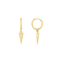 14k Gold Dangling Spike Drop Hoop Earrings