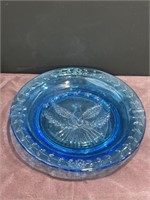 Vintage blue glass eagle ashtray