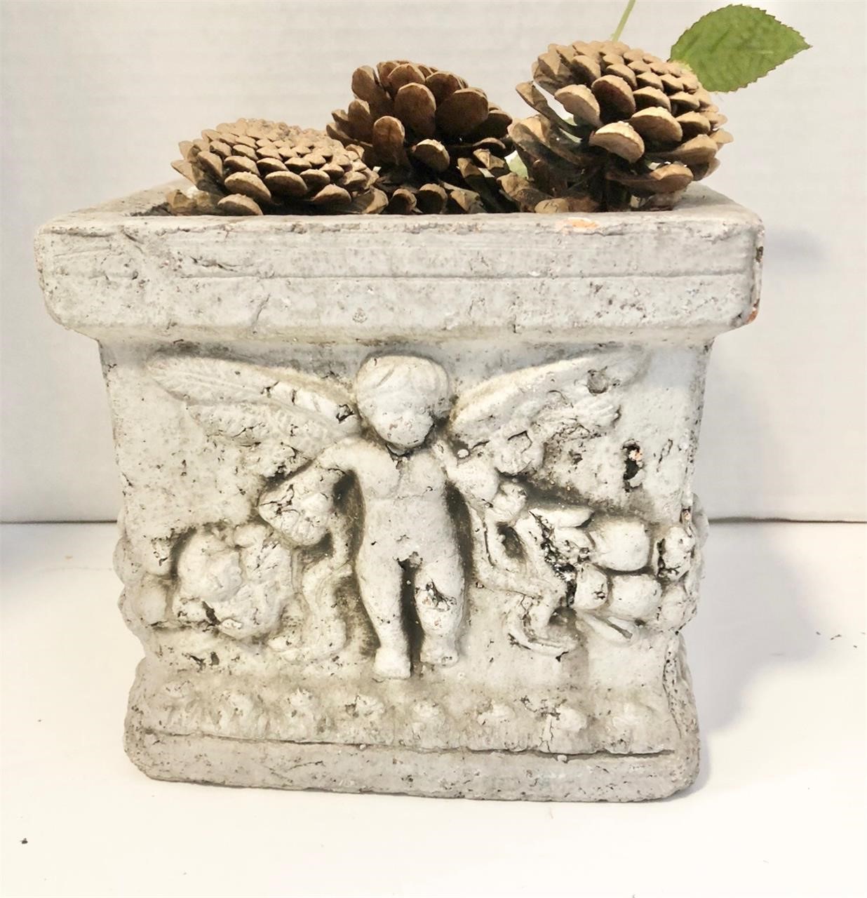 -concrete planter angel