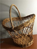 Vtg 2 1/2 Foot Tall Woven Rattan/Bamboo Basket
