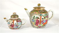 Two Chinese Rose Medallion Teapots