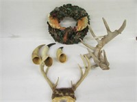 Whitetail Antlers, 3 cow horns, decorative Moose