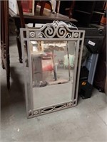 Metal framed beveled edged mirror