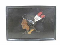 18"x 12.25" Couroc Signed Hand Inlaid Tray