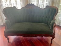 antique green velvet victorian couch