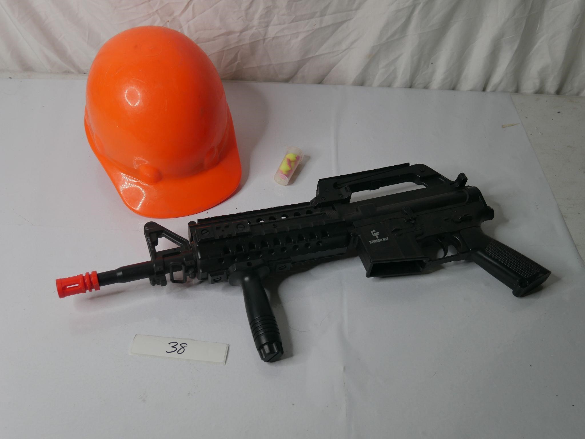airsoft gun? helmet and ear plugs