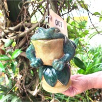Pottery Frog Chime, Driftwood Hangs 50 inches