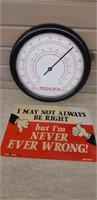 Wall Thermometer & Sign