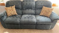 LazyBoy Blue 3 Seater Couch - End seats Recline,