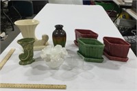 Ceramic & glass planters and vases - no visible