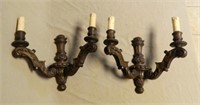 Acanthus Carved Oak Electrified Wall Sconces.