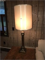 Marble and Brass Lamp With Shade