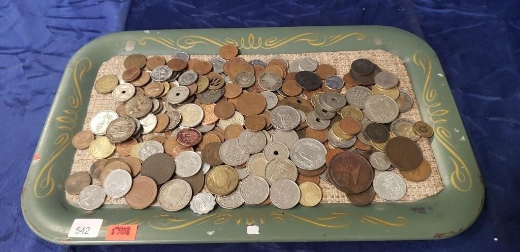 Tray Of Assorted Foreign Coins