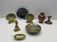 Assorted Brass Bowl,Sea Shell Book Ends,Vase