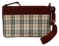 Burberry Burgundy Check Shoulder Bag