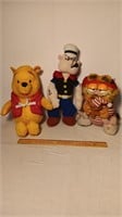 Stuffed Toys. Popeye, Garfield, Winnie the Pooh