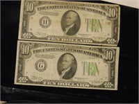 (2) 1934 Series $10 Bills