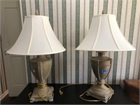 Pair Urn Form Lamps with Shades