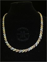 Sterling Tri-Color necklace, 18 in. Length, 35.7g