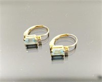 14k Gold Earrings with Blue Amethyst stones