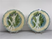 1890 FRENCH MAJOLICA ASPARAGUS PLATE 4 PURPLE