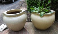 Pair of large 20” terracotta glazed jardinieres