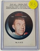 1968-69 OPC Puck Sticker Loane Worsley Card