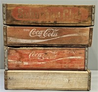 4 Wood Advertising Crates incl Coca-Cola Coke