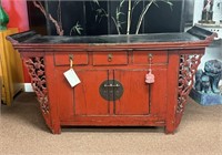 Red Chinese Altar Cabinet