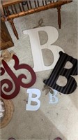 Group of wood & metal ‘B’ letters, largest is