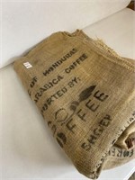 (4) BURLAP COFFEE BAGS APPROX 28" X 40"