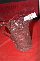 LOVELY PRESSED GLASS WATER PITCHER 8"