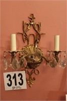 BRASS AND PRISM WALL SCONCE 14"