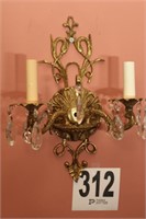 BRASS AND PRISM WALL SCONCE 14"